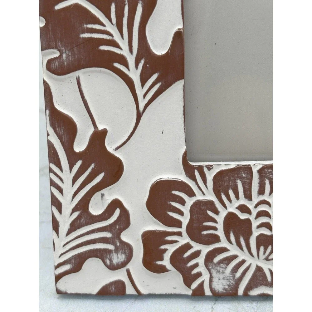 Shabby Chic 5x7 Photo Frame Cottage Distressed Whitewashed Relief Botanical NEW!